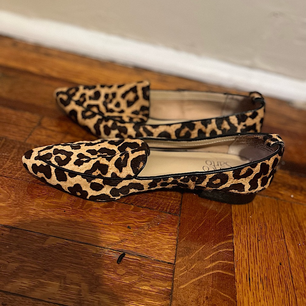 Franco Sarto Leopard Calf Hair Point Toe Flats size 8.5